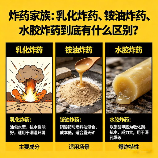 泰宁炸药家族：乳化炸药、铵油炸药、水胶炸药到底有什么区别？